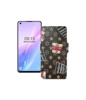 Чохол-книжка з екошкіри для телефону Oukitel C18 Pro Луї-Вітон-коричневий