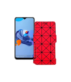 Чохол-книжка з екошкіри для телефону Oukitel C19 Червоний ромб