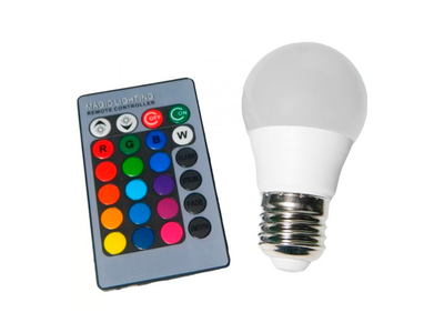 Светодиодная лампа E27 RGB 3W с пультом LM735 Лемансо