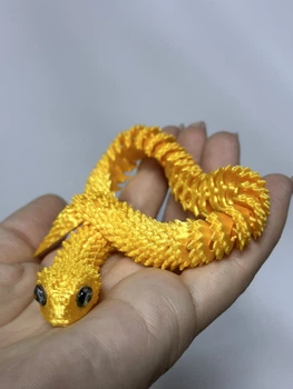 Змея шарнирная с 3D-печатью антистресс игрушка 30см золотистая (AN)330245