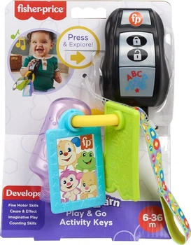Детская игрушка Fisher-Price ключи Play & Go Activity Keys с обучающей музыкой, прорезыватель для зубов и зеркальце для младенцев на английском языке