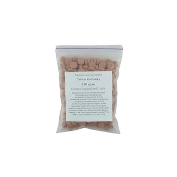 Корм AquariaLand Red Sticky Tabs 100г, таблетки липучки 10мм для всех аквариумных рыб