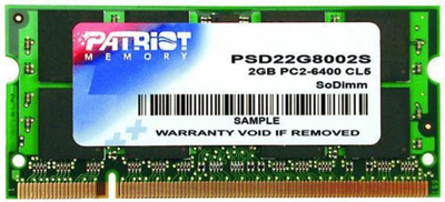 Pamięć Patriot SODIMM DDR2-800 2048MB PC2-6400 (PSD22G8002S)