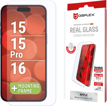 Захисне скло Displex Real Glass для Apple iPhone 16/15/15 Pro (4028778124014)