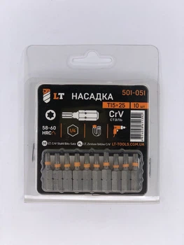 Насадка Т15*25мм, 1/4", CrV "LEVTOOLS" 501-051