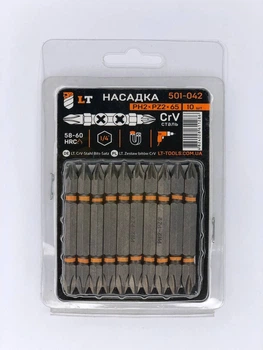Насадка PH2*PZ2*65мм, 1/4", CrV "LEVTOOLS" 501-042