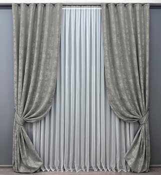 Комплект штор VR-Textil Жаккард Sultan XO № 1125ш Сірий 150х270 см 2 шт (30-926)