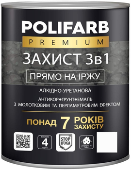 Фарба Polifarb "Захист 3в1" 2 кг Антрацит з молотковим та перламутровим ефектом (4823046116803)