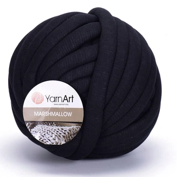 Товста пряжа YarnArt Marshmallow трикотажна 750гр чорная (№902)