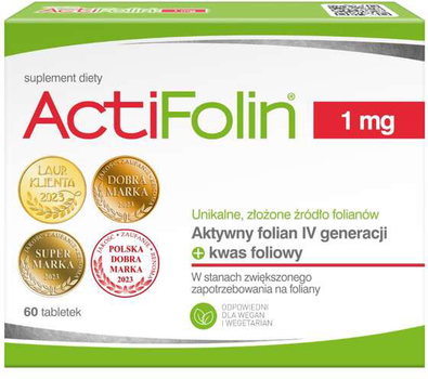 Witaminy Polski Lek ActiFolin 1 mg 60 tabletek (5904157902659)