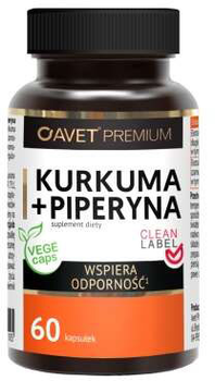 Naturalny suplement diety Avet Pharma Avet Premium Kurkuma + Piperyna 60 kapsułek (5902802792105)