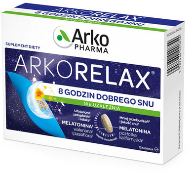 Naturalny suplement diety Arkopharma Arkorelax 8 Godzin Dobrego Snu 15 tablets (5907464420854)