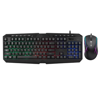 Комплект проводной игровая клавиатура и мышь Fimko 9541 с RGB подсветкой USB Black