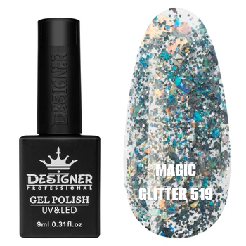 Гель-лак для ногтей Дизайнер Magic Glitter №519 хамелеон глиттером 9 мл
