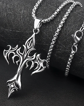 Цепочка Fashion Jewerly с масивным крестом в готическом панк стиле огняной крест для мужчин для женщин (SVS)