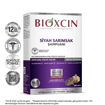 Шампунь Bioxsine Derma Gen Чорний часник проти випадіння для щоденного використання 300 мл с коробкой