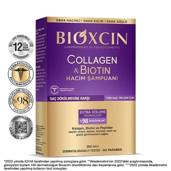 Натуральний лечебний шампунь Bioxcin collagen & biotin проти випадіння 300 мл. с коробкой
