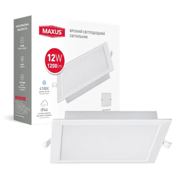 Врезной светодиодный светильник 1-RDL-1241-IPS MAXUS RDL 12W 4100K IP44 Square