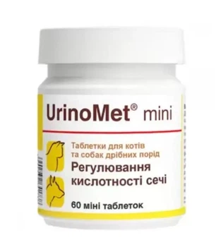 Витаминно-минеральная добавка Dolfos UrinoMet mini при заболеваниях мочевыводящих путей для собак и котов, 60 мини табл.
