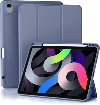 Силіконовий чохол обкладинка + Pencil Direct Charge + Pencil Holder BBM1 для iPad Air 4 2020/Air 5 2022 10,9"/Air 11" 2024(M2)/2025(M3)/2026(M4) Сіро-фіолетовий