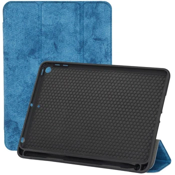 Силиконовый чехол обложка Denim Texture + Pencil Holder BBM1 для iPad 10.2" 2019/2020/2021 Синий