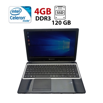 Ноутбук Acer Pakard TE69 / 15.6" (1366x768) TN / Intel Celeron N2820 (2 ядра по 2.13 - 2.39 GHz) / 4 GB DDR3 / 120 GB SSD / Intel HD Graphics / WebCam б/у