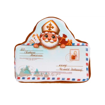 Пряник медово-имбирный с пищевой печатью, Крафт пряник Зимняя коллекция Открытка фигурная «Святой Николай» 85г