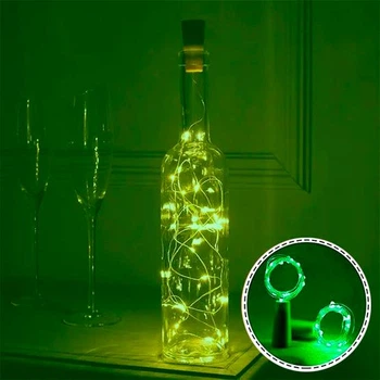 Гирлянда светодиодная нить на батарейках "Роса" с пробкой, 20 led, зелене світло