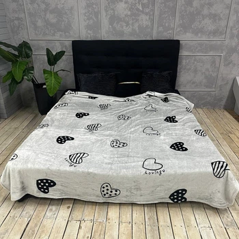 Плед покрывало плюшевое Cappone из микрофибры Любимые Сердечки 200х220 см