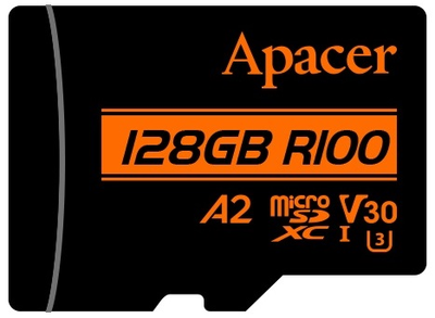 Карта пам'яті Apacer microSD 128GB C10 UHS-I U3 A2 R100/W80MB/s + SD (AP128GMCSX10U8-R)