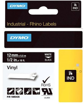 Стрічка для етикеток Dymo D1 Standard Vinyl 12 мм x 5.5 м White/Black (1805435)