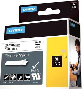 Стрічка для етикеток Dymo Rhino Nylon 24 мм x 3.5 м Black/White (1734524)