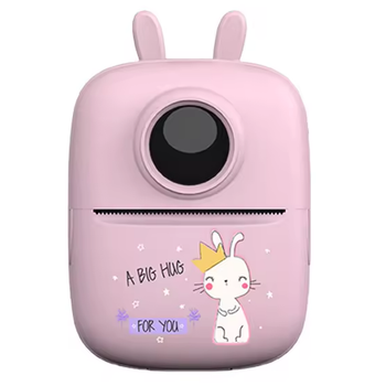 Портативный детский термопринтер с термопечатью Mini D7 Rabbit Розовий
