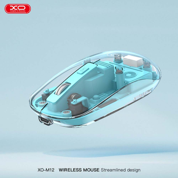 Беспроводная компьютерная мышка XO M12 в прозрачно-голубом исполнении.