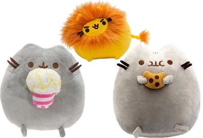 Набор мягких игрушек Pusheen cat 15х12см Пушин Кет с попкорном Кот с пиченьем и Лев 10х7см n-12404