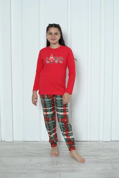 Пижама для девочки LOVE Новогодний Nicoletta Family look Merry Christmas 85435k 110-116 см Красный с разноцветным