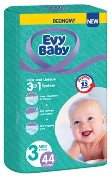 Подгузники детские Evy Baby 3 (5-9 кг), 44 шт