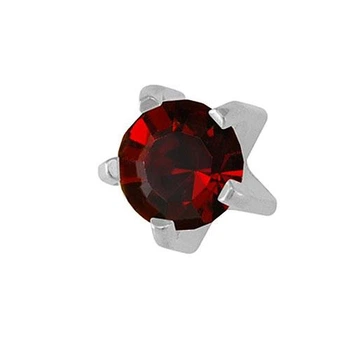 Гвоздики (серьги-иглы) для прокола ушей пистолетом Studex большая L101W сталь с темно-красным камешком в крапане (стерильные, пара) USA