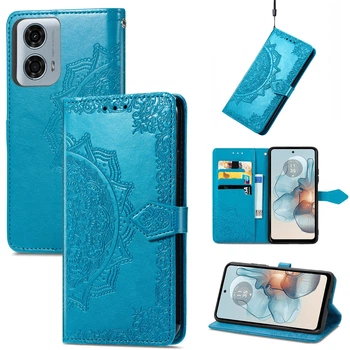 Чехол Vintage для Motorola Edge 50 Fusion книжка кожа PU с визитницей голубой
