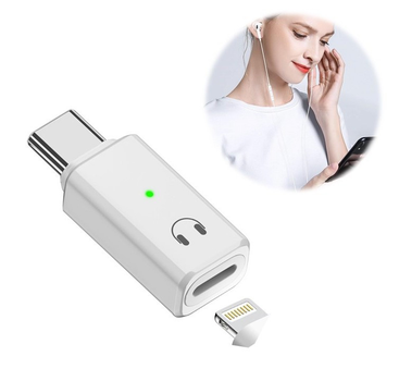 Аудіоконвертер перехідник для навушників Lightning - Type C White