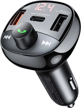FM-трансмиттер Remax Lodi Series 2xUSB + Type-C 54.5W Black (RCC331)