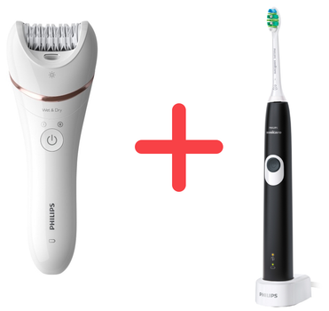 Эпилятор PHILIPS BRE740/90 серии 8000 + Электрическая зубная щетка PHILIPS Sonicare HX6800/63 Protective Clean 4300 (комплект)