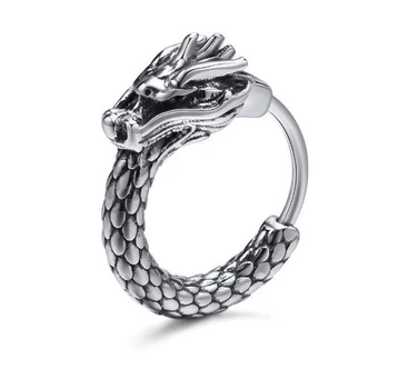 Серьга-кольцо Dragon для мужчин из нержавеющей стали [EH-378S02-1-Piece] VNOX