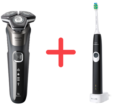 Електробритва PHILIPS S5887/30 серії 5000 + Електрична зубна щітка PHILIPS Sonicare HX6800/63 Protective Clean 4300 (комплект)