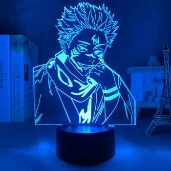 Светильник с 3D эффектом led лампа Рёмен Сукуна из аниме Магическая Битва Jujutsu Kaisen ночник Годжо Сатору (100197.7)