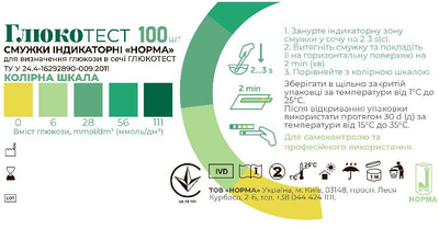 Смужки індикаторні Norma Глюкотест №100 (GL100N)