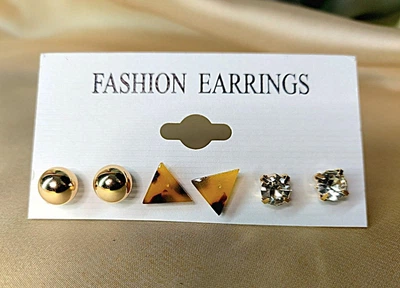 Сережки біжутерія комплект 3 одиниці цвяшки FASHION EARRINGS