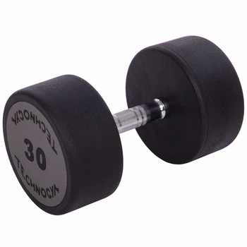 Гантель цельная профессиональная с полиуретановым покрытием TECHNOGYM LN-1254-30 1шт 30кг черный-серый