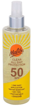 Spray do opalania Malibu Clear Protection ochronny Spf 50 250 ml (5025135118913)