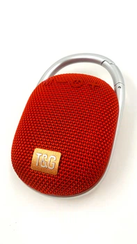 Колонка бездротова, T&G, Bluetooth, з плеєром, об'ємний звук, радіо, баси, підсвічування, Червоний